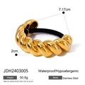 Polished golden stainless steel U-shaped hair ring with black elastic band - Gold-Twisted Design-Medium(JDH2403005)