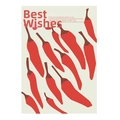 Christmas floral wrapping paper featuring red pepper pattern and festive best wishes print - Dragon Fruit / 37x57cm
