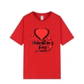 Red cotton crew neck T-shirt with Happy Valentine's Day heart print in a loose fit - Red (Valentine's Day Print)