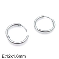 Classic 12mm silver stainless steel round hoop earrings with snap closure for unisex - 12*1.6mm Steel Color Ke113783-z / A Pair Of [inner Diameters]