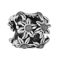 Silver daisy flower bead with inlaid crystal gems for DIY bracelet jewelry crafting - Antique Petal Bead