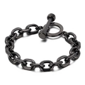 Pulsera de cadena gunmetal estilo industrial con cierre de palanca OT para hombre - Negro