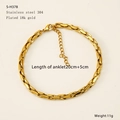 Minimalistisches Fußkettchen aus 304 Edelstahl mit 18k Vergoldung und Glanz-Finish - Gedrehte Seilkette (S-H378)