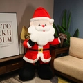 Grote Kerstman knuffelpop met gouden cadeauzak en Merry Christmas bordje - 60CM / Klassiek Rood met Gouden Tas