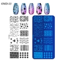 Nail art stamping plate OMD-13 featuring geometric star and lightning patterns - OM-D13 Constellation Starry Sky Lightning (OM-D13)
