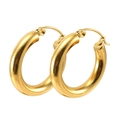 Pendientes de aro gruesos de acero inoxidable chapados en oro de 18K para mujer - 4.0*23mm / Dorado