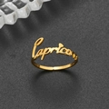 18K gold Capricorn zodiac open ring with minimalist geometric letter design for women - Adjustable Open / Capricorn Gold