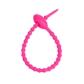Adjustable bright pink silicone cable tie and organizer with non-slip bead design - Deep Rose Red