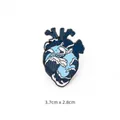Artistic whale wave heart enamel pin badge with Great Wave design, 3.7cm x 2.8cm size - Ocean Wave Heart