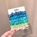5-piece set of satin scrunchies with elastic hair ties in blue and green gradient colors - 2# Blue Gradient Set (5-Pack)