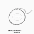Silver double-layer stainless steel chain bracelet with K18 tag and adjustable clasp - Silver Double Layer Thin Chain(ZN365S)