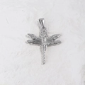 Silver dragonfly pendant charm in dragonfly design with metallic luster finish - Dragonfly 3 / Steel