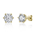 Classic six-prong 925 silver stud earrings in gold finish with round brilliant moissanite - Six Prong / 0.5 Carat * 2 / Gold