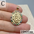 Dettaglio del ciondolo Vergine Maria 19x31mm con bordo di zirconi cubici colorati - Stile C-Zircone colorato ovale