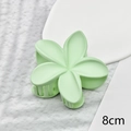Light green 8cm plumeria flower hair claw clip with a matte finish for women - Light Green Matte 8cm