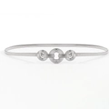 Elegante cinturón de cadena elástica plateada con tres anillos concéntricos unidos - Plateado Capa Única Pequeño