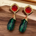 2504025 Color-blocked Large Teardrop Earrings (s925 Silver Needle)