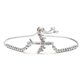 Silbernes Flugzeug Armband mit bunten Zirkonia und verstellbarem Schiebeverschluss - Flugzeugform (CB0001DL)