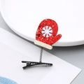 Pince à cheveux de Noël avec gant à paillettes rouges, ressort et petits flocons - Gants