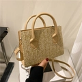 Bolso bandolera tejido beige chic con estilo vintage y asa elegante para mujer - Caqui