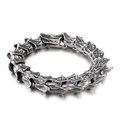 Bracciale da uomo stile punk a lisca di pesce in acciaio ossidato argento vintage - 23CM / Argento Antico
