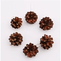 Set of six natural pine cone Christmas ornaments with gold hanging strings for tree decoration - 4.8CM Natural Pine Cone Ornaments (6Pcs) (PS-013)