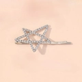 Zilveren ster haarclip met fonkelende steentjes voor dames op een roze achtergrond - Middelgroot / Zilver