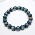 Handmade round bead bracelet with multi-color cat-eye stones in blue and bronze tones - 15# (Multi-color Fantasy Cat Eye)