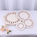 Set of 4 white woven cotton coasters with floral leaf print in varying sizes - Flower Style
