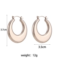 Pendientes de aro dorados en forma de U con corte de diamante, altura de 3,7 cm - Aro Redondo Plano Hueco Grueso-Plateado