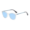 Kids oval sunglasses with light blue transparent lenses and slim blue metal temples - Trans White Frame Ocean Blue Polarized C2