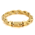 Pulsera de cadena de eslabones de acero inoxidable dorado con cierre desplegable - Estilo Dorado (KB156367-KFC)