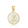 18k gold plated round necklace pendant with white mother of pearl and letter Z inlay - Letter Z Style