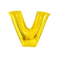 Golden foil balloon in the shape of letter V for birthday and wedding party decoration - Bold Style - Letter V / 32 inch / Gold