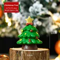 Miniature green Christmas tree resin ornament with a gold star and red bow decor - Christmas Tree SD03