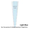 Light blue flower packaging sleeve with Love You text for single rose bouquet wrapping - Mermaid Single Bag-Light Blue / 50 Sheets/Pack