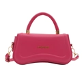 Sac à main rose fuchsia incurvé avec logo Fashion doré et bandoulière réglable - Rose rosé