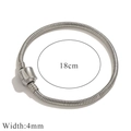 Silver stainless steel snake chain bracelet with cylindrical clasp and 18cm circumference - Textured Cylinder / 18cm