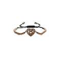 Adjustable black woven bracelet with heart pendant and colorful square zircon stones - Black Braided Rope With Mixed Color Beads