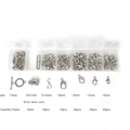 Silver DIY jewelry making kit with lobster clasps and jump rings in a 7-grid box - Clasps Set White K
