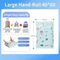 Travel vacuum storage bag 40x60cm with marine print for hand-rolled clothes compression - Ocean World Style / 40*60cm (Large Hand-Roll) No Valve