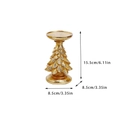 Golden Christmas tree candle holder with leaf textures and 15.5cm height measurements - Medium (Gold)
