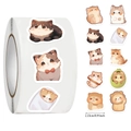Detail view of 0.91-inch cat stickers showing various cute cartoon poses on white background - Jjt027 Big-eyed Cat (10 Pictures 500 Pictures/roll)