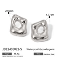 Irregular hollow heart stud earrings in silver stainless steel finish for women - Silver Stainless Steel Irregular Hollow Earrings (JDE2405022-S)