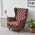 Brown diamond-quilted wingback chair cover with white polka dots for classic armchairs - Diamond Lattice Coffee