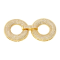 Detailed view of a gold-plated connector clasp with micro-paved sparkling cubic zirconia - Style-38 (Gold Pave Double Round)