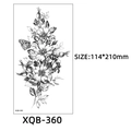 XQB-360 floral temporary tattoo sticker with butterfly and flowers, size 114x210mm - Flowers Butterfly and Fruit (XQB-360)
