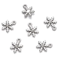 Cinque piccoli ciondoli a fiocco di neve argentati con strass per creazione gioielli fai-da-te - Tono Oro Bianco