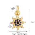 Vue macro d'un pendentif étoile doré avec cristaux bleus et dimensions précises - Étoile Octogonale Zircon Bleu / M609084-Or