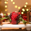 Sacchetto regalo di Natale in velluto scozzese rosso e verde con scritta Merry Christmas oro - Busta per caramelle / Quadri Rosso Vino